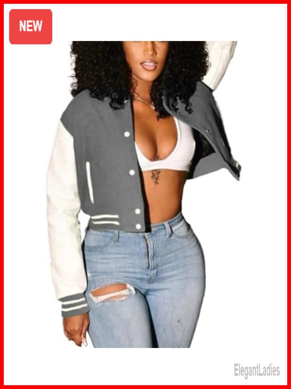 Women Cropped Bomber Varsity Jackets Slim Fit Baseball Sweatshirts